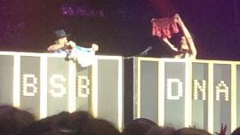 Backstreet Boys: Boxershorts-Regen für ihre weiblichen Fans Ganz schön schlüpfrig: AJ McLean und Kevin Richardson ziehen auf der Bühne untenrum blank.