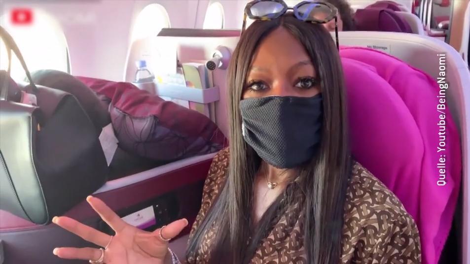 Naomi Campbell: Neues Video wirft Fragen auf Naomi Campbell fliegt nur, wenn sie vorher alles desinfiziert hat.