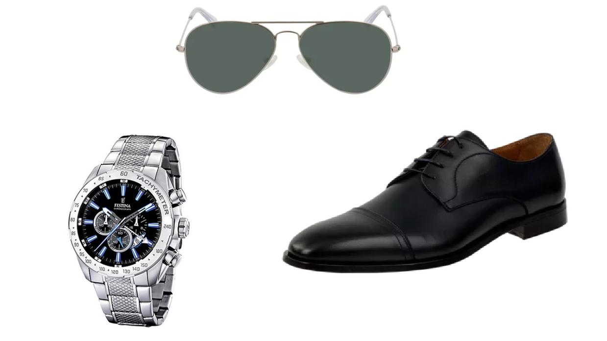 Den zeitlosen Anzug von 007 James Bond nachstylen Accessoires von Brille24, Festina Chronograph, Boss.