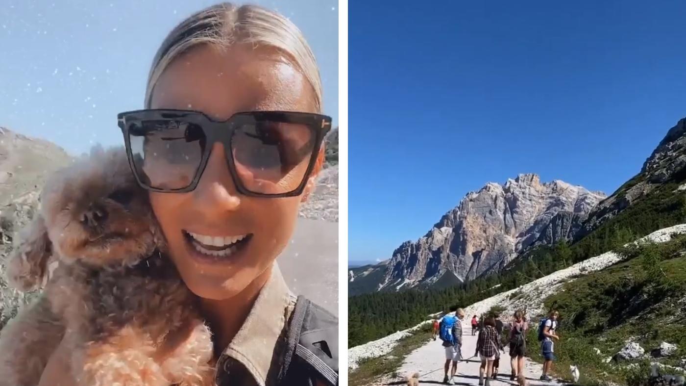 Michelle Hunziker mit ganzer Familie beim Ausflug in den Bergen unterwegs Michelle Hunziker ist mit der Familie und den Hunden beim Wandern in den Bergen. Mit dabei sind auch die Paparazzi.
