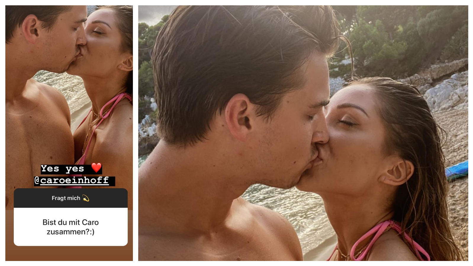 Beziehung mit Richard Heinze: Caroline Einhoff sucht bereits Wohnung in Köln Richard Heinze (l.) bestätigt via Instagram die Beziehung zu Caro Einhoff (r.).
