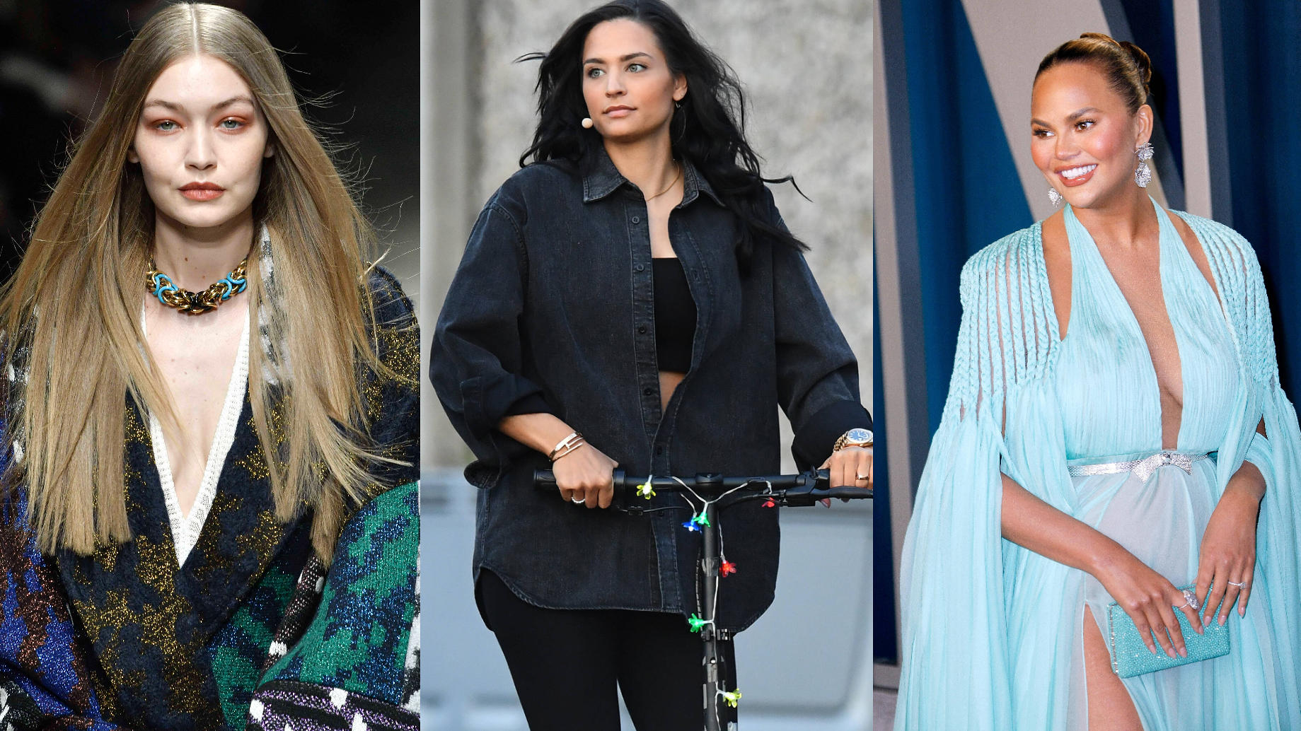 Von Amira Pocher bis Gigi Hadid: Diese Promi-Ladys kriegen ein Corona-Baby V.l.: Gigi Hadid, Amira Pocher und Chrissy Teigen dürfen sich aktuell alle über Nachwuchs freuen. Alle Promi-Ladys sind schwanger.
