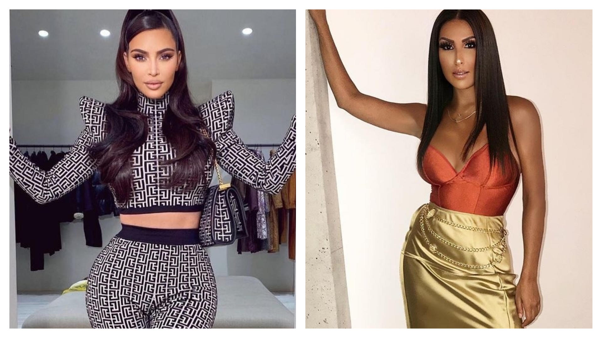 Senna Gammour bist du es? Der Ex-Monrose-Star sieht aus wie Kim Kardashian! Kim Kardashian (r.) und Senna Gammour (l.) sind fast nicht mehr zu unterscheiden.