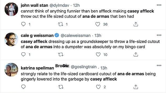 Schmeißt Ben Affleck hier seine Ex Ana de Armas in den Müll? Auf Twitter diskutieren die User fleißig mit, wer der Müllmann sein könnte.