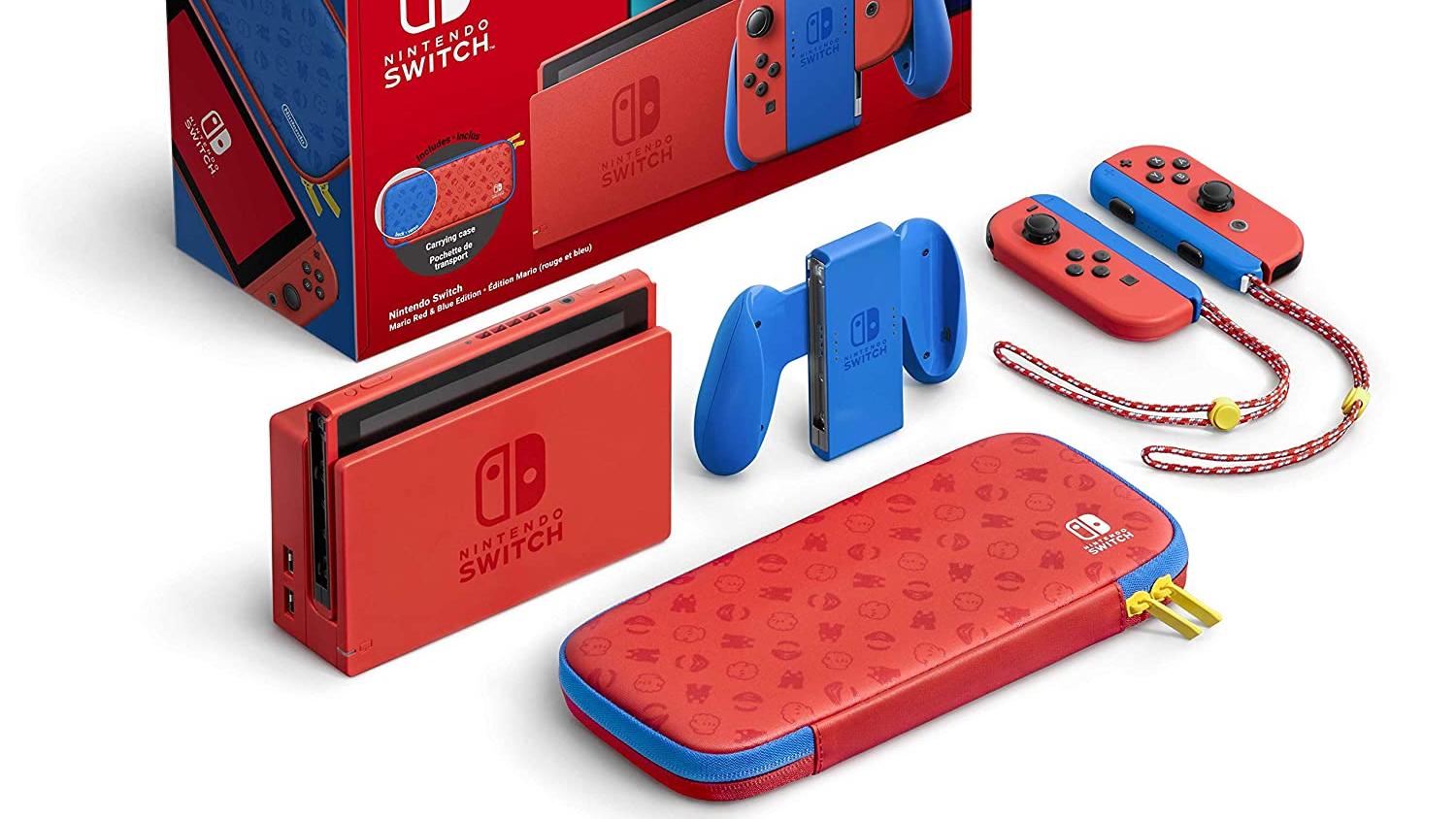 Nintendo Switch: Neue Jubiläums-Konsole macht etwas komplett anders Packungsinhalt der Nintendo Switch Mario Red & Blue Edition
