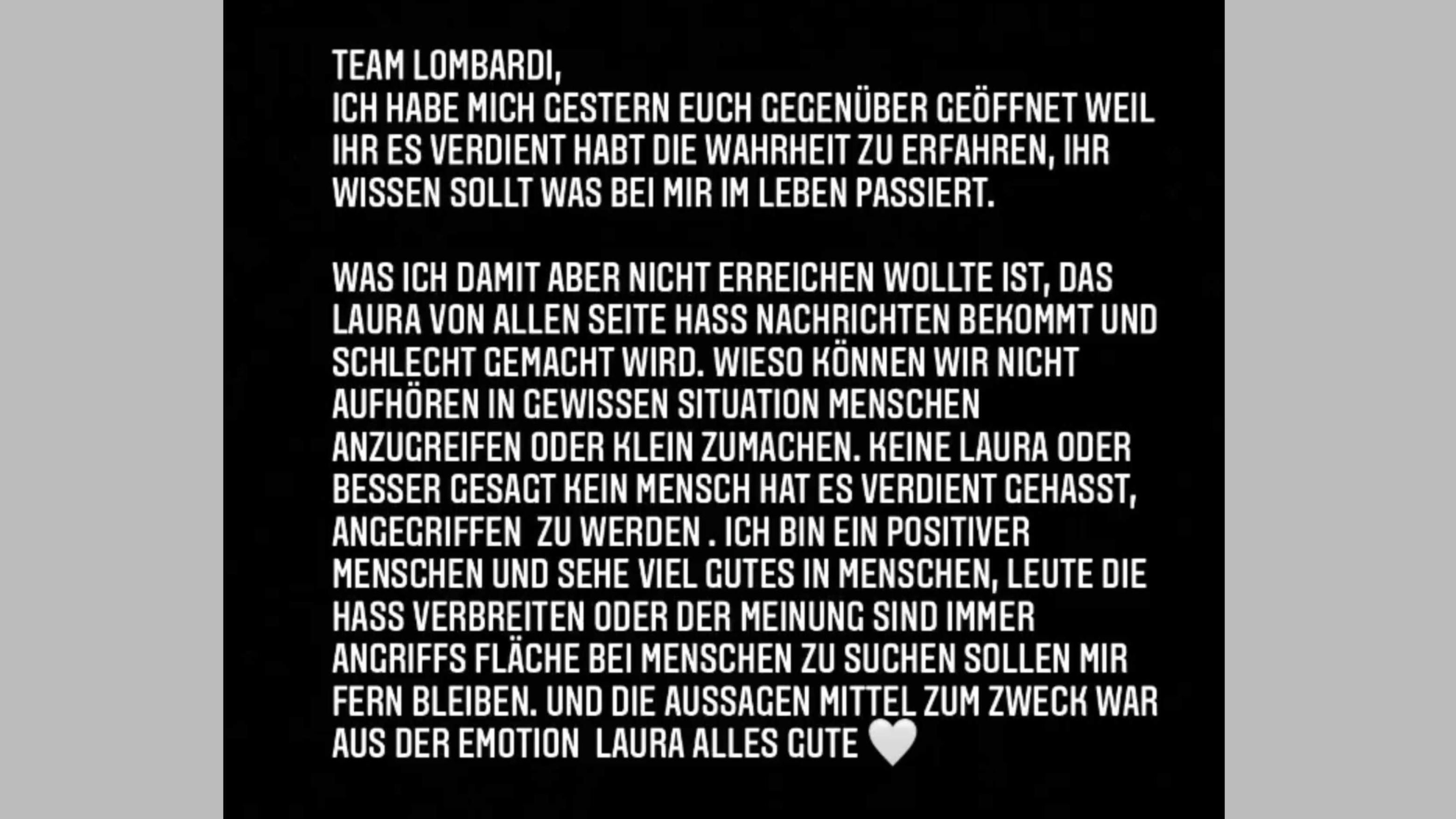 Pietro Lombardi stellt sich nach Abrechnung vor Laura Maria: „Keinen Hass verdient“ Pietro Lombardi fordert via Instagram: Kein Hate gegen seine Ex Laura Maria!