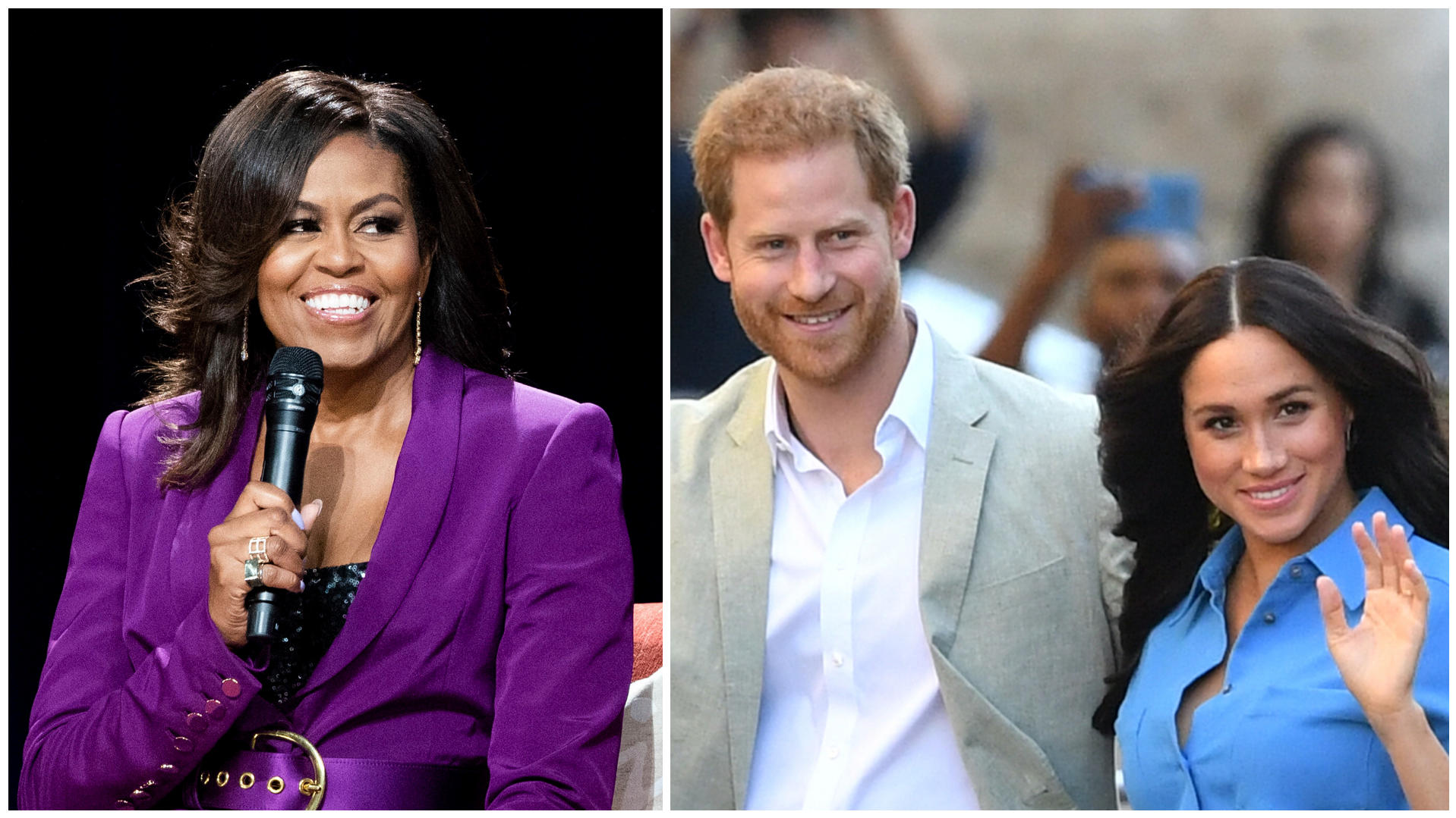Michelle Obama nach Meghans TV-Interview: „Ich bete, dass es Vergebung gibt“ Michelle Obama (li.) äußert sich zu Herzogin Meghans TV-Interview.