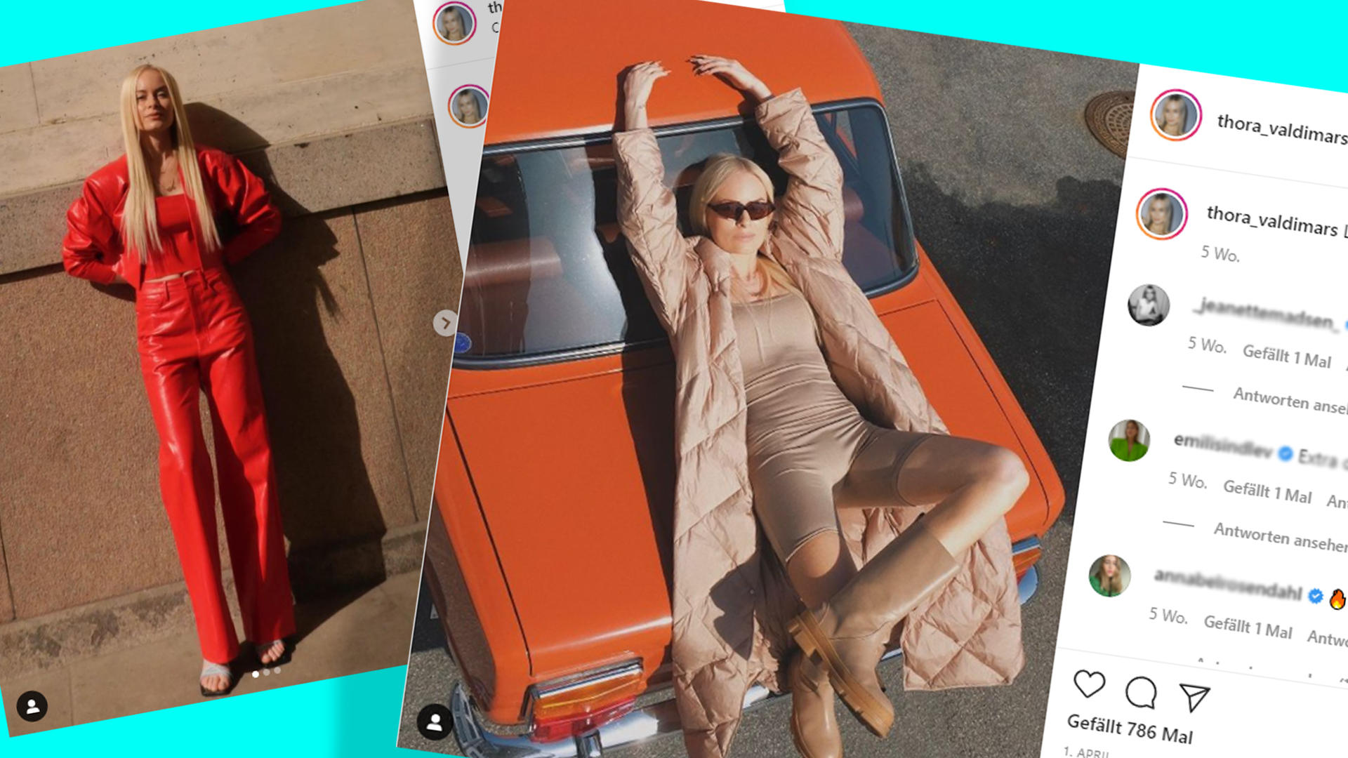 Mono-Look: Einfarbig ist nie mehr langweilig! Der Mono-Look: Thora Valdimars posiert im beigen und roten Mono-Look.