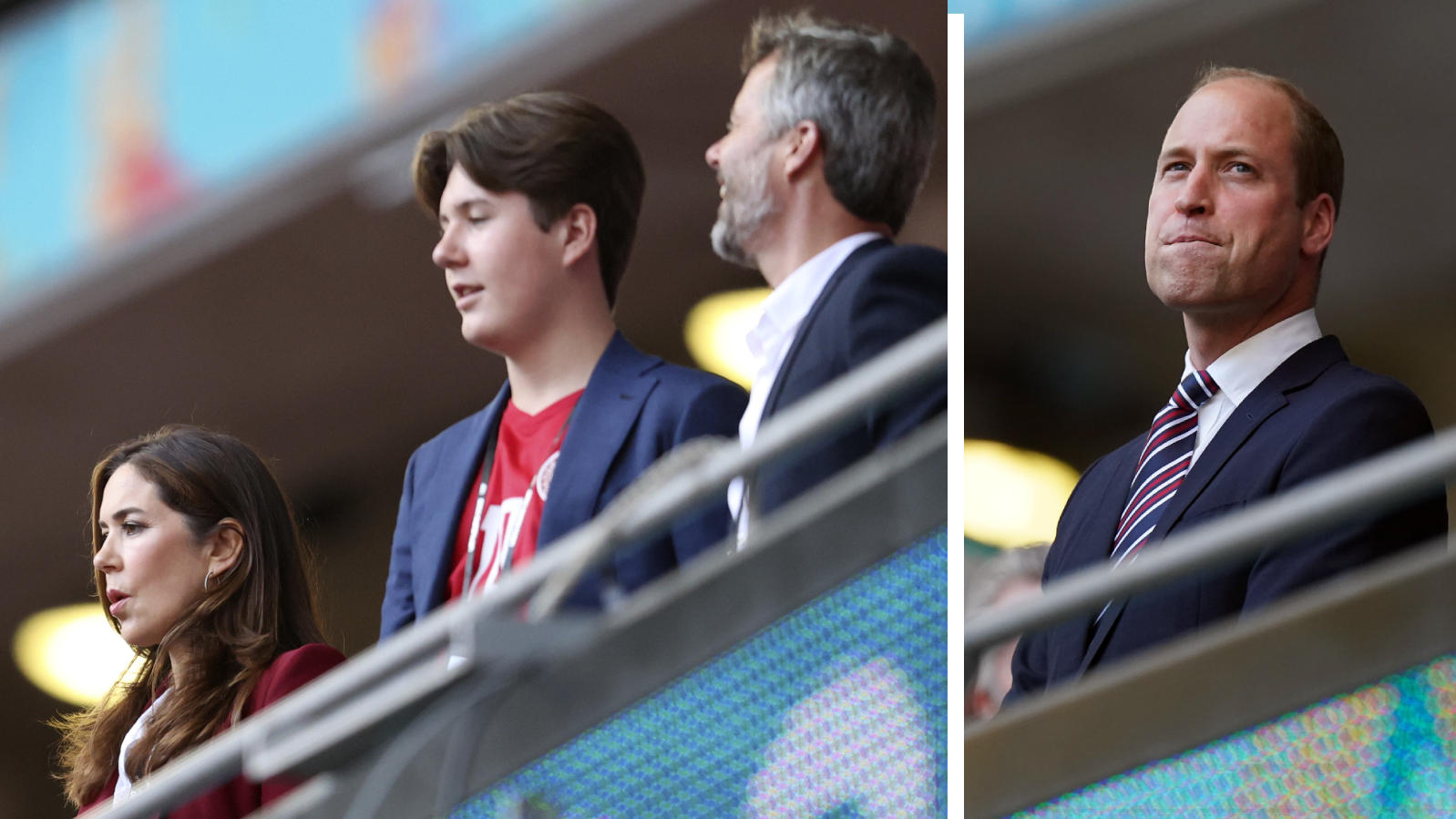 Promi-Show bei EM-Halbfinale: Britische Royals im Duell mit den Dänen-Royals Dänen-Royals und Prinz William beim EM-Halbfinale Dänemark gegen England im Wembley-Stadion
