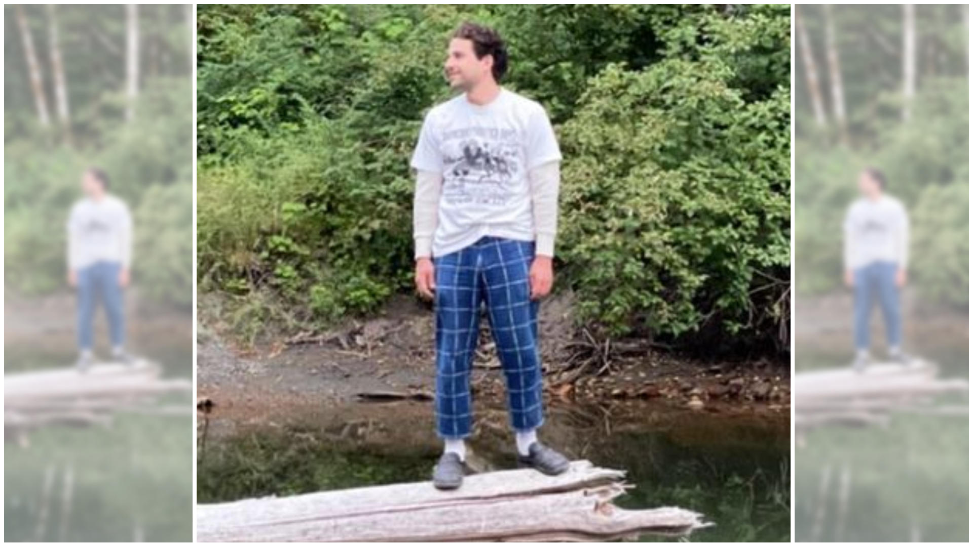 Ashley Olsen wandert mit Machete und Bier durch den Wald Ashleys Lover Louis Eisner beim Waldspaziergang