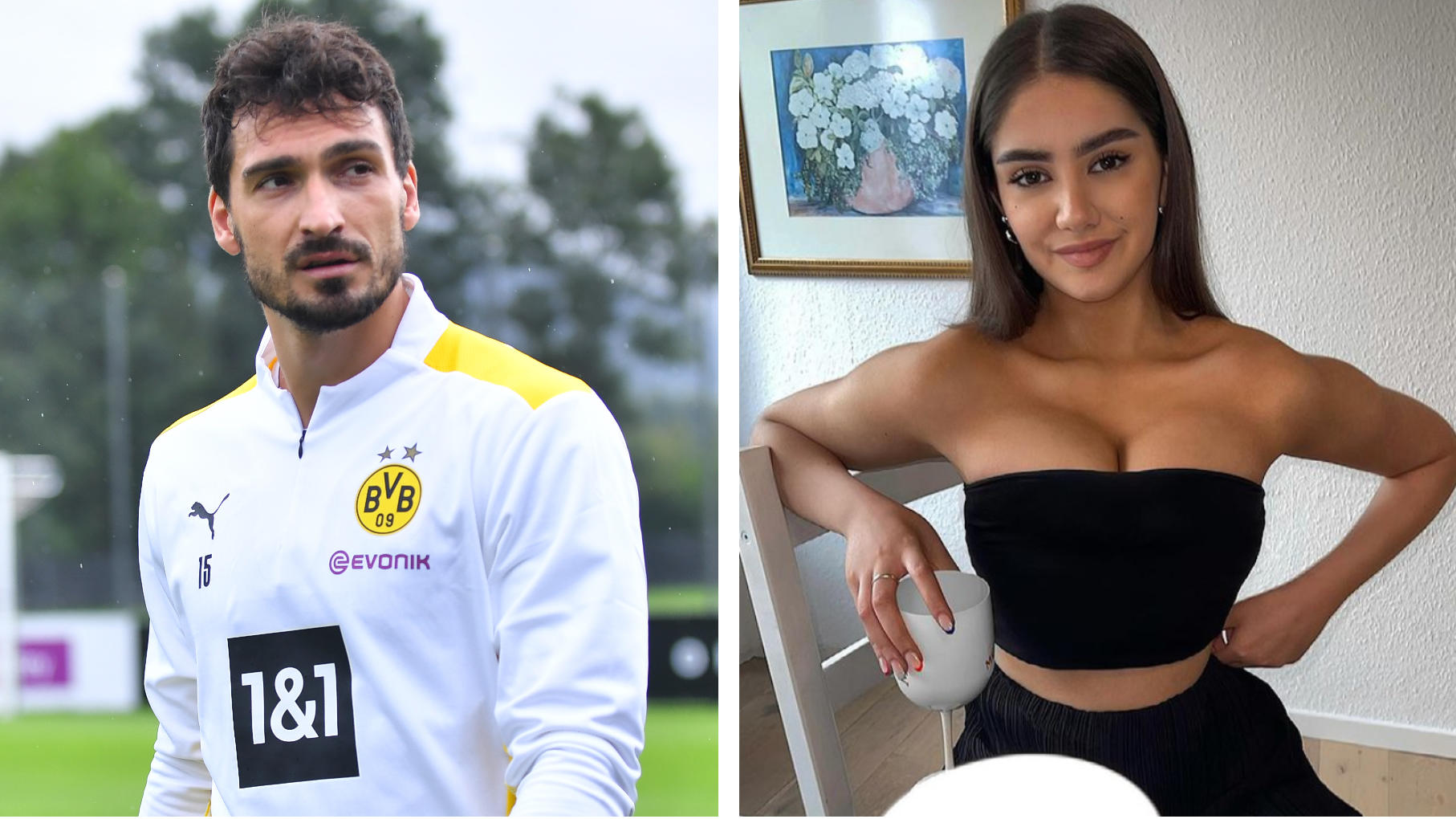 Mats Hummels' Angeblich-Freundin: Reagiert Lisa Marie Straube hier auf seinen Kopenhagen-Flirt? Collage von Mats Hummels und Lisa S.