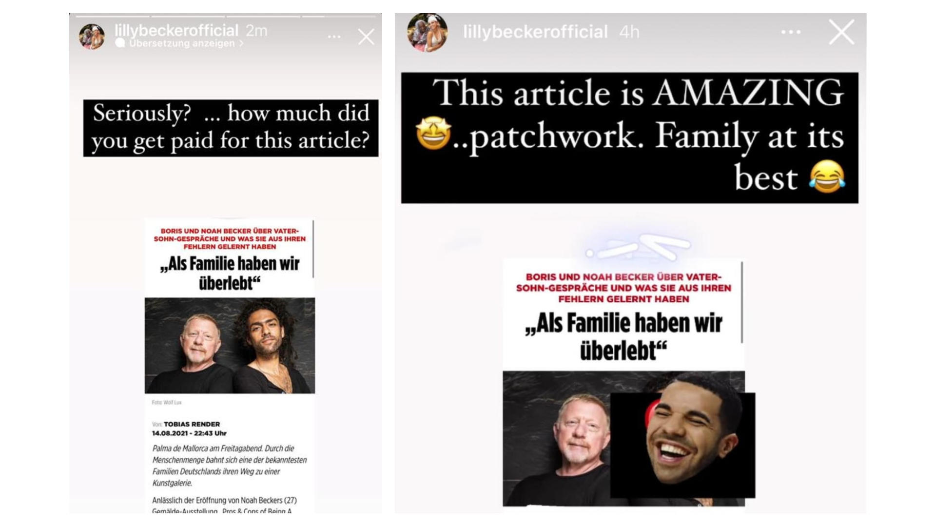 Lilly Becker: Ist sie sauer auf ihren Ex Boris? Die erste und zweite Version von Lilly Beckers Reaktion auf den Patchwork-Artikel