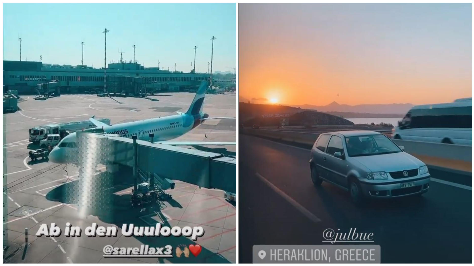 Sarah Engels: Letzter Urlaub mit Julian und Alessio vor der Geburt Auf Instagram nimmt das Ehepaar seine Fans mit. Vom Flughafen in Düsseldorf bis nach Kreta.