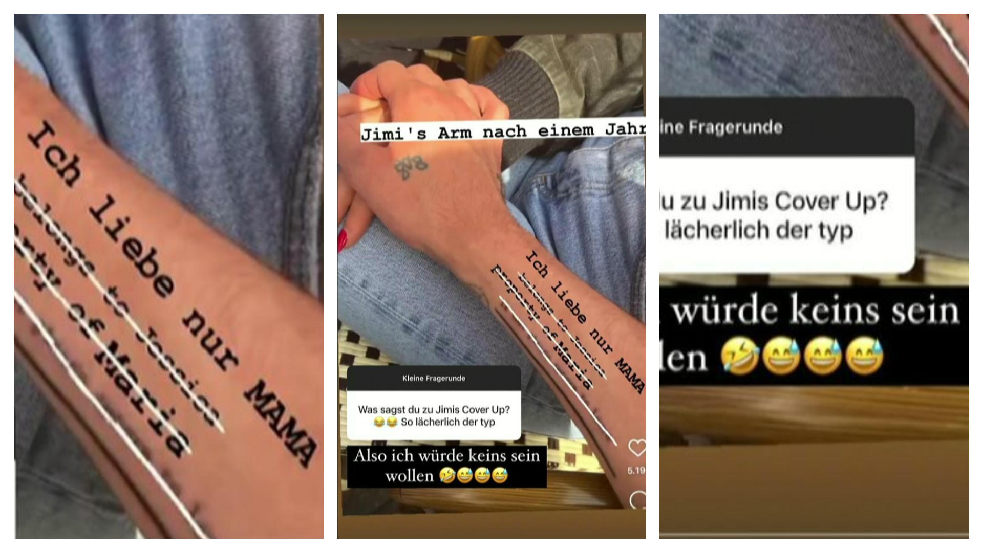 Jimi Blue Ochsenknecht hat ihr Liebes-Tattoo überstochen - jetzt stichelt Yeliz Koc hart zurück! Yeliz Koc macht sich über Blues neues Tattoo lustig.