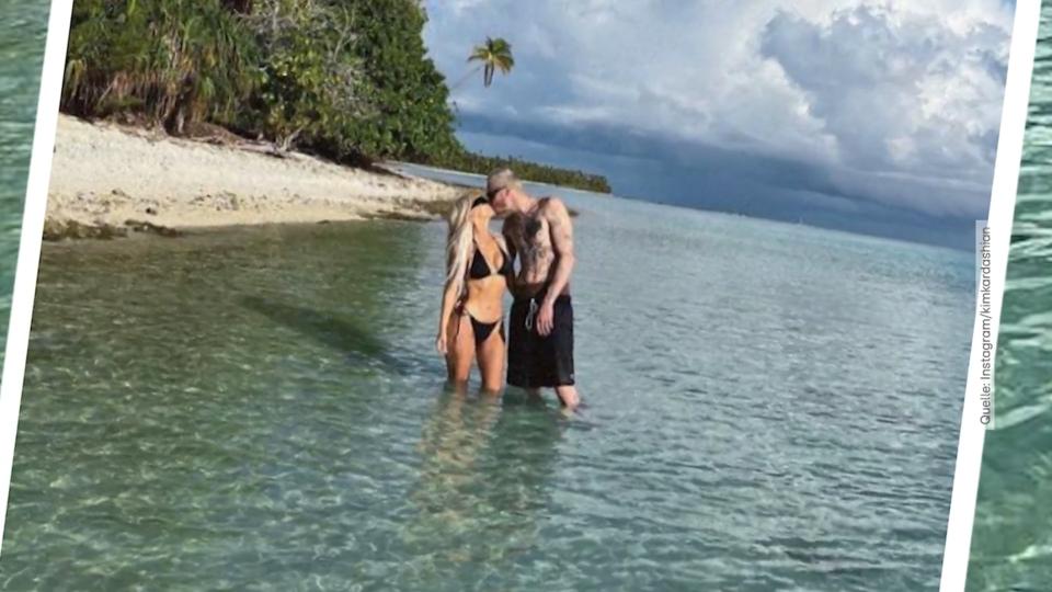Paradiesische Urlaubsgrüße Kim Kardashian und Pete Davidson voll verliebt im Urlaub