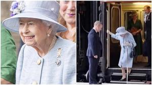 Queen Elizabeth II. steigt ohne Hilfe aus dem Zug