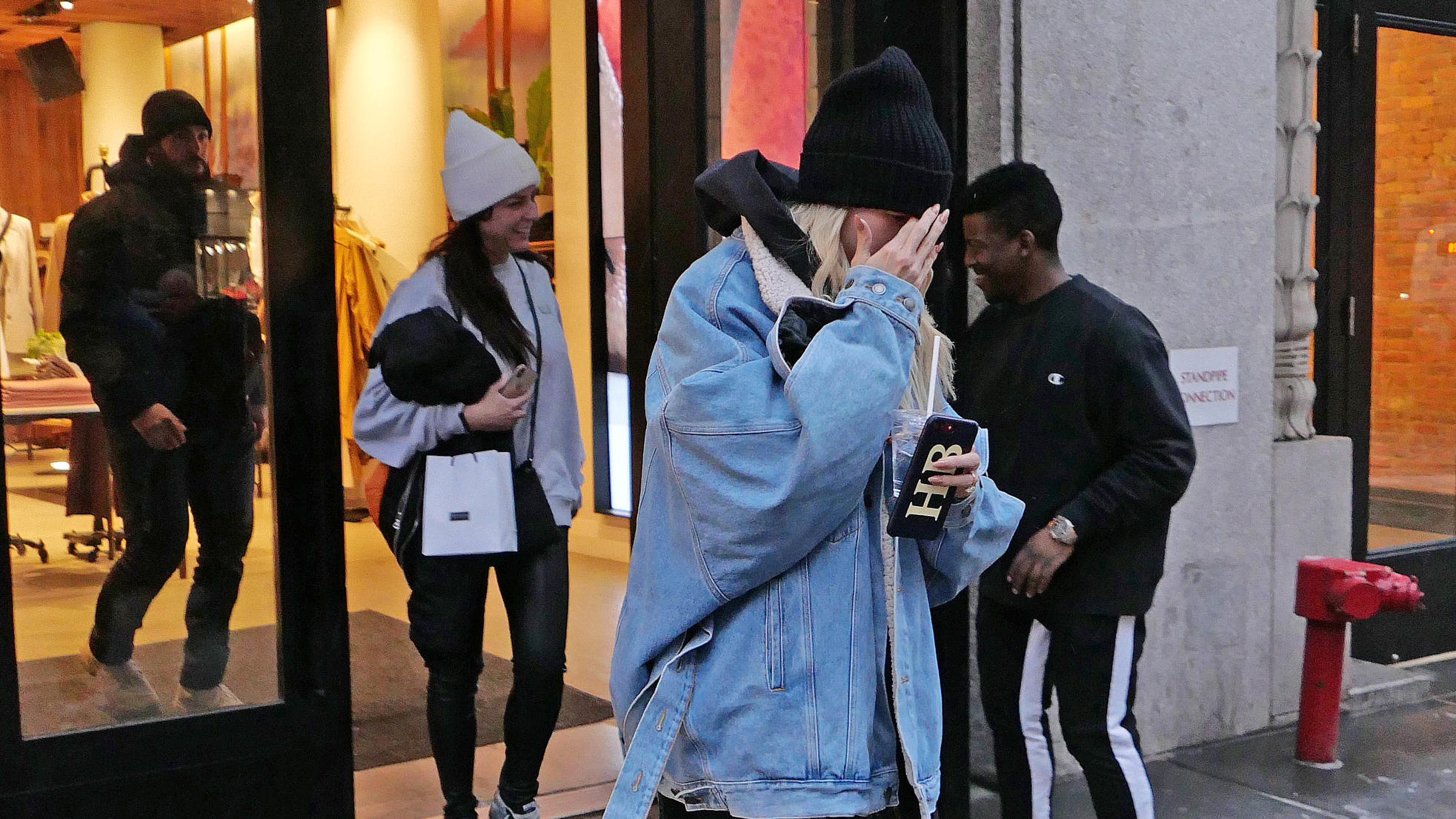 Hailey Baldwin wears an oversized denim jacket and vinyl pants as she is seen doing some shopping in New York during fashion week.Pictured: Hailey BaldwinRef: SPL5063576 120219 NON-EXCLUSIVEPicture by: SplashNews.comSplash News and PicturesLos Angele