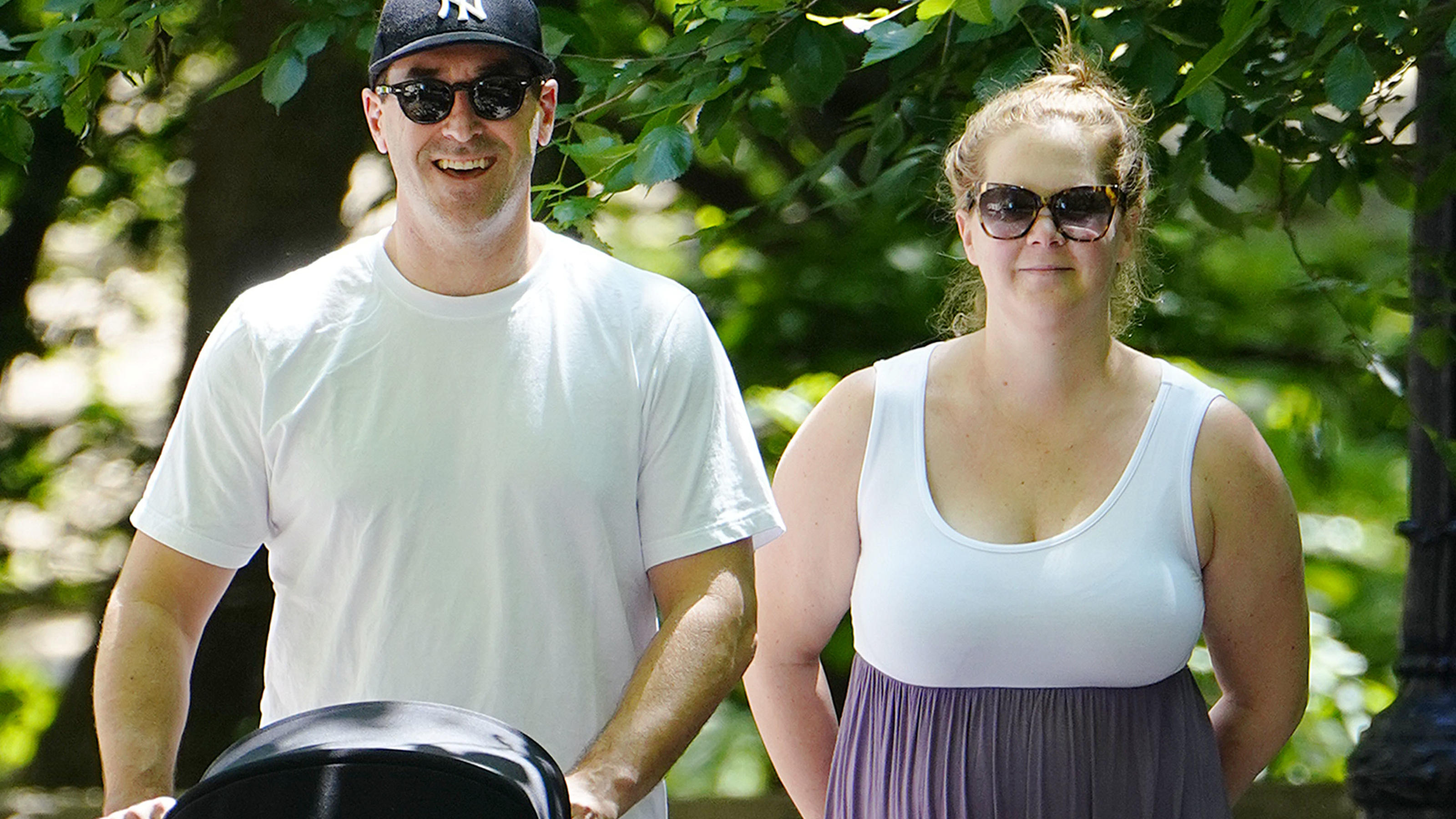 Amy Schumer and Chris Fischer take baby Gene Attell Fischer and their dog to the park on May 18, 2019 in New York City.Pictured: Chris Fischer,Gene Attell Fischer,Amy SchumerRef: SPL5091597 180519 NON-EXCLUSIVEPicture by: SplashNews.comSplash News an