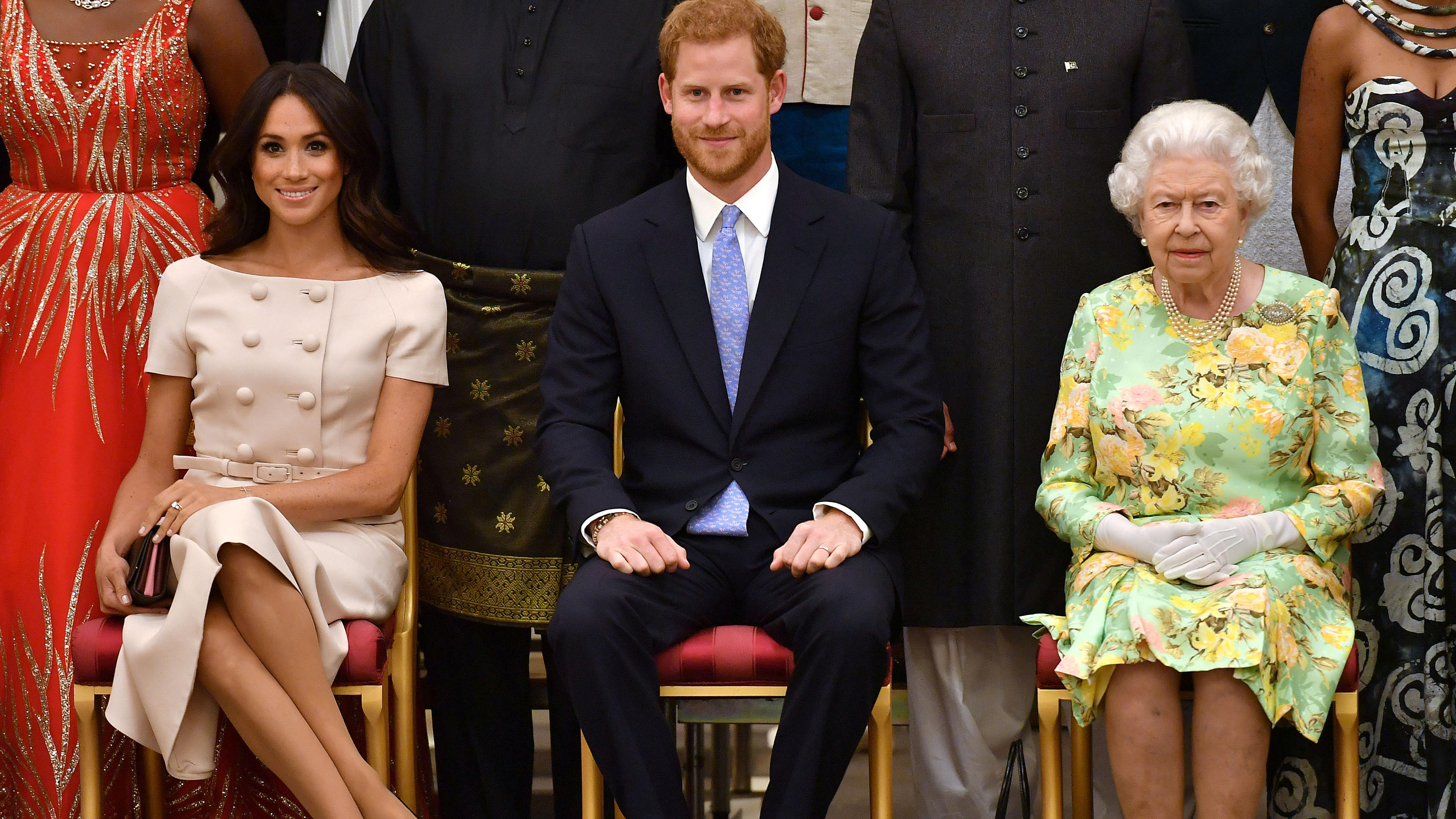 Herzogin Meghan und Prinz Harry mit Queen Elizabeth