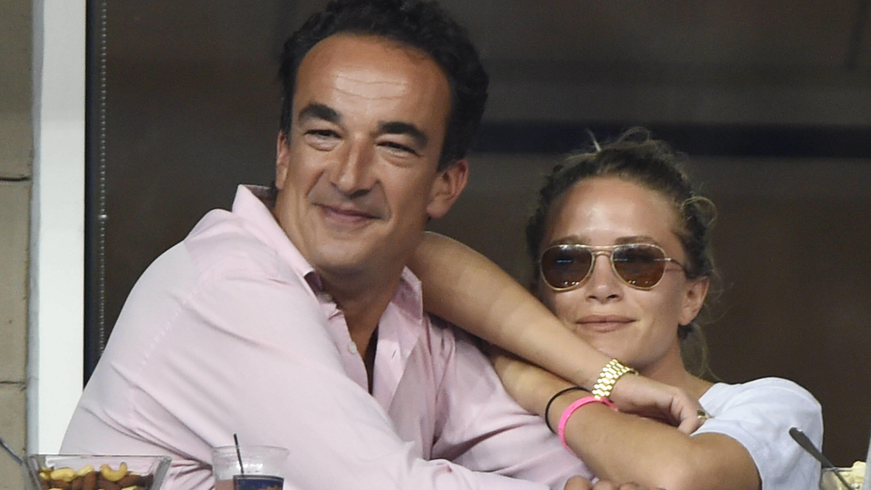 FLUSHING NY- SEPTEMBER 01: Olivier Sarkozy and Mary Kate Olsen are sighted watching Victoria Azaranka defeat Alexandrk Kurnic on Day eight of the 2014 US Open at the USTA Billie Jean King National Tennis Center . Olivier Sarkozy is a French banker ba