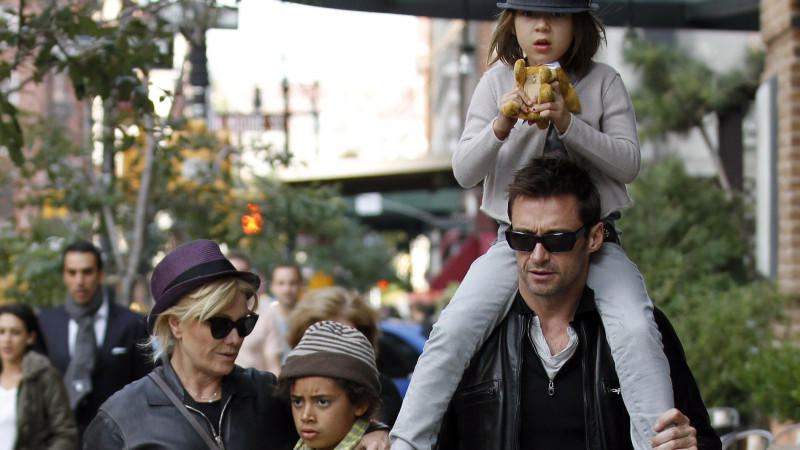 Schauspieler Hugh Jackman mit seiner Familie.