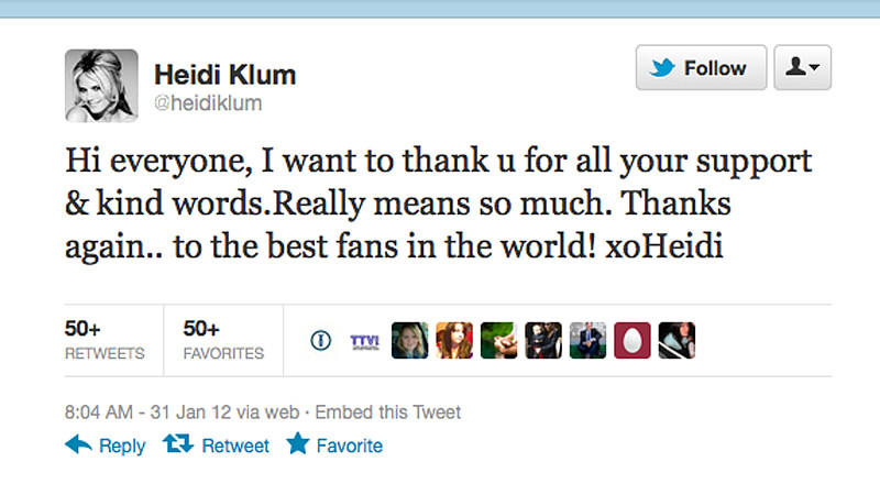 Heidi Klum postet bei Twitter eine Nachricht zur Trennung