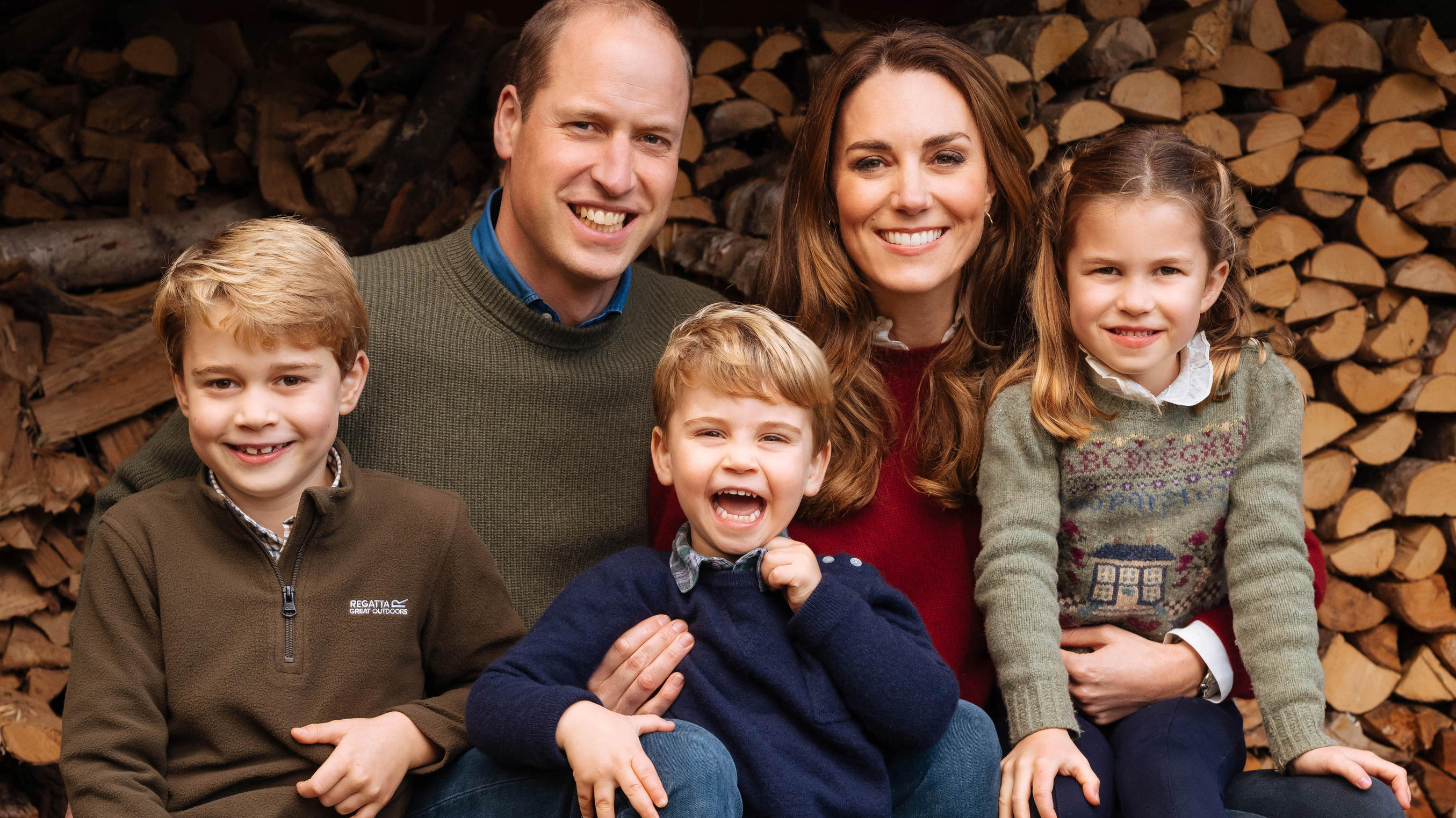 Prinz William und Herzogin Kate mit ihren Kindern George, Louis und Charlotte (von links)