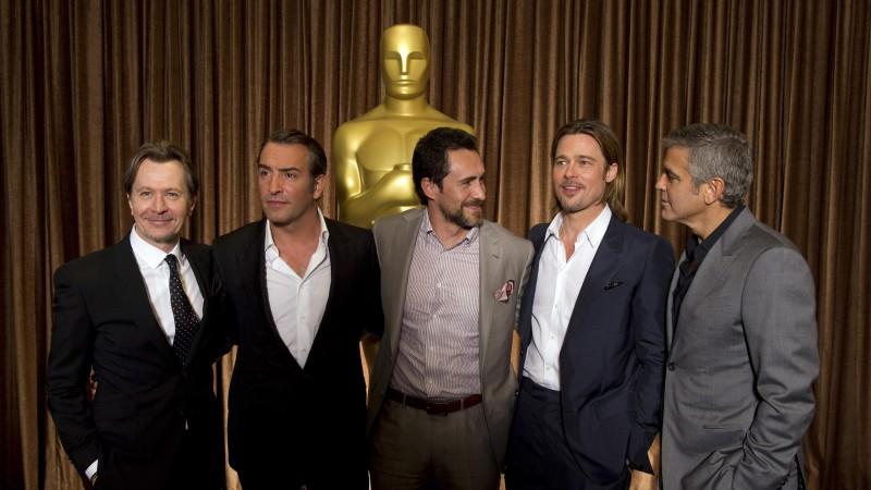 Nominierte als 'Bester Hauptdarsteller': Gary Oldman, Jean Dujardin, Demain Bichir, Brad Pitt und George Clooney.