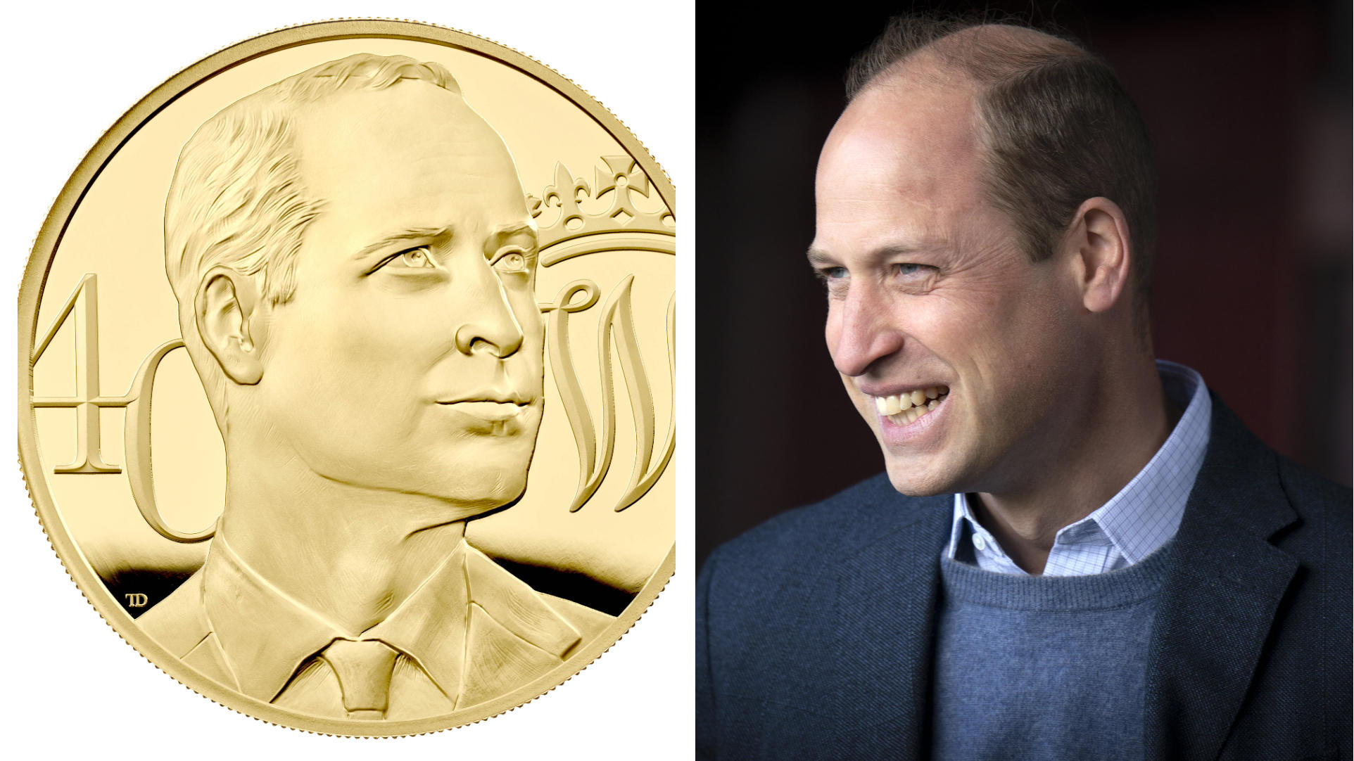 Finde den Fehler: In Sachen Haare wurde bei dem Münz-Porträt von Prinz William zu seinem 40. Geburtstag wohl etwas nachgeholfen.