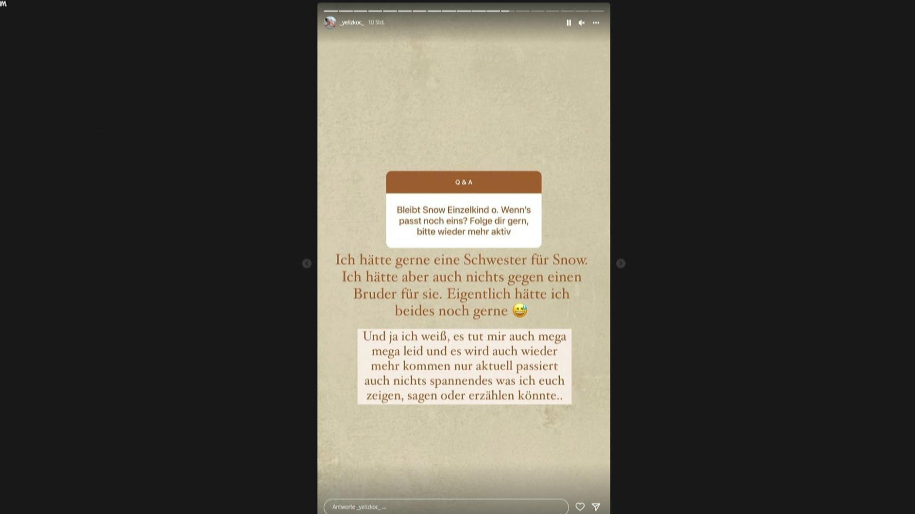 Yeliz Koc beantwortet bei Instagram eine Frage zu ihrer Familienplanung.
