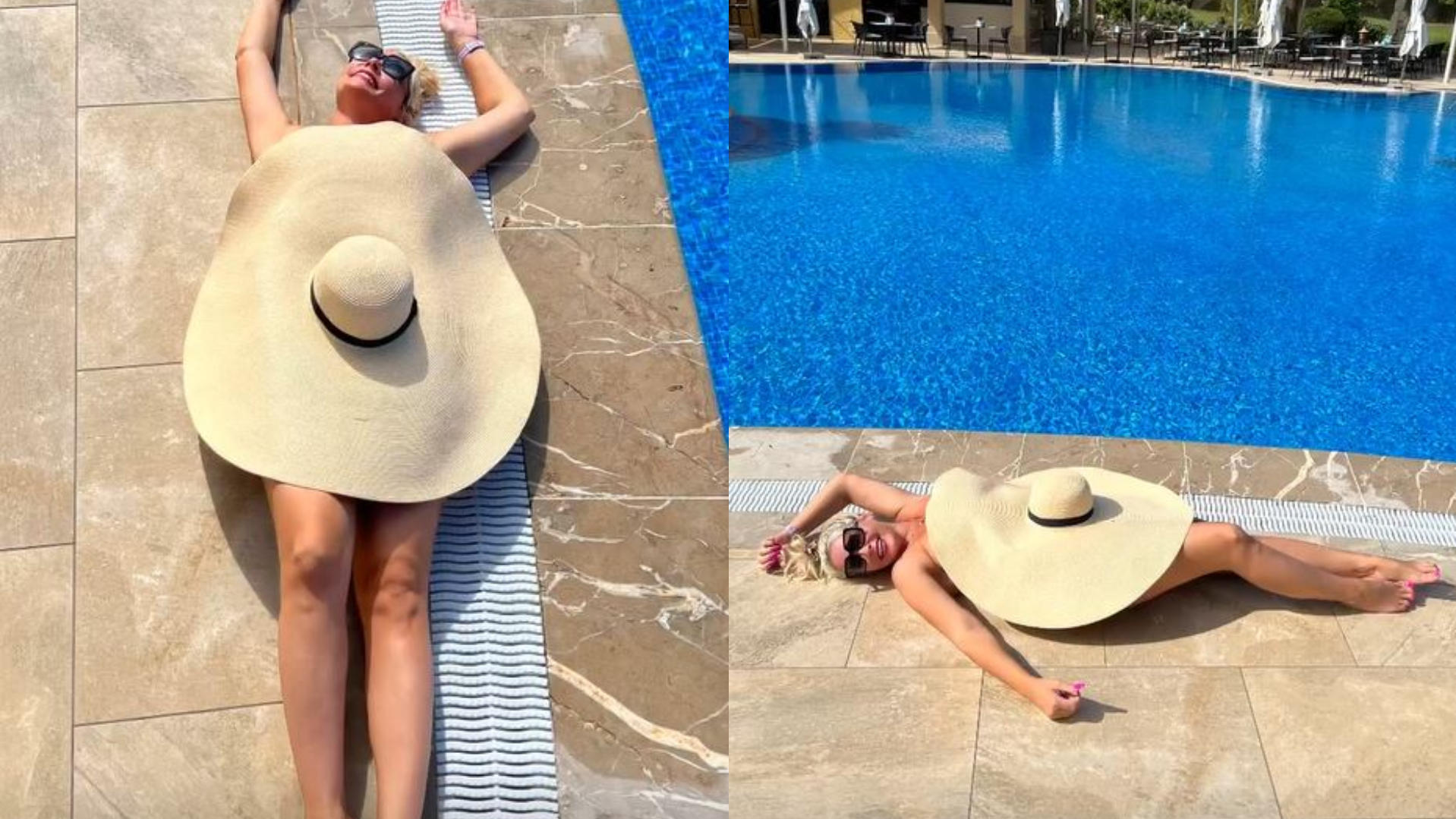 In ihrer Instagram-Story postete Daniela Katzenberger diese zwei Aufnahmen am Pool.