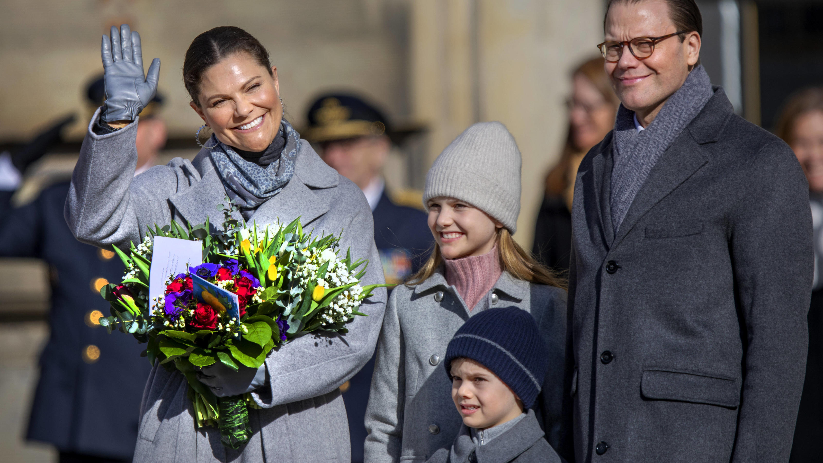 12-03-2022 Sweden Princess Victoria and Prince Daniel and Princess Estelle and Prince Oscar during the celebrations for the crownprincess her nameday at the innercourt of the Royal Palace in Stockholm.  PUBLICATIONxINxGERxSUIxAUTxONLY Copyright: xPP