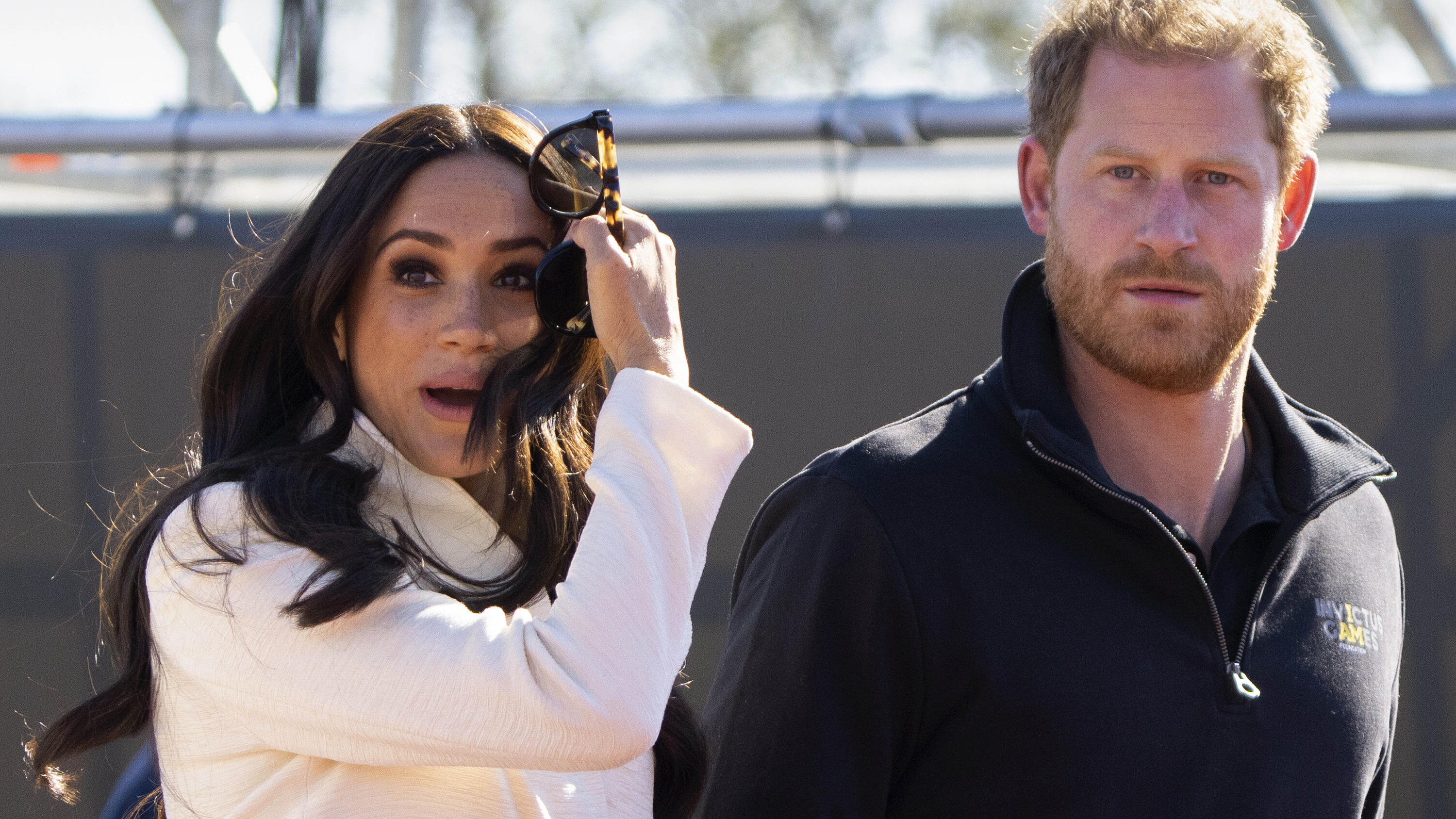 FILE - Prince Harry and Meghan Markle, Duke and Duchess of Sussex visit the track and field event at the Invictus Games in The Hague, Netherlands, Sunday, April 17, 2022.  A spokesperson for Prince Harry and his wife Meghan says the couple were invol