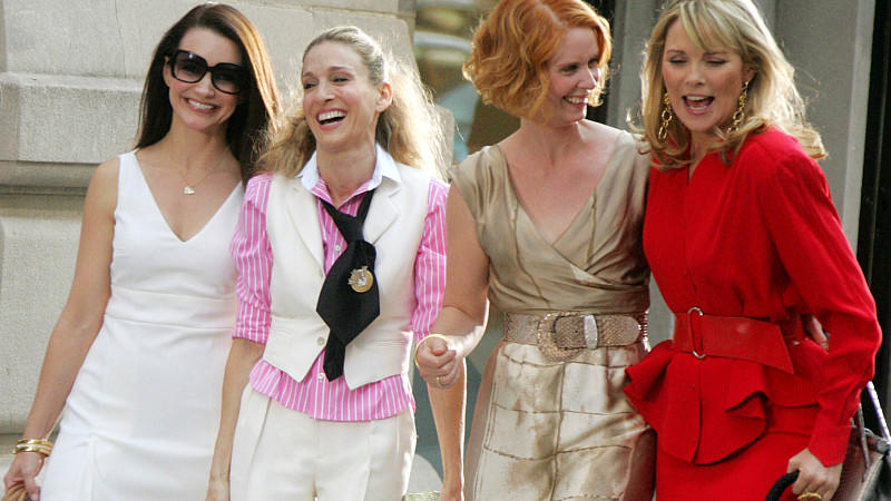 Sep 21, 2007 - New York, NY, USA - Actresses KRISTIN DAVIS, SARAH JESSICA PARKER, CYNTHIA NIXON and KIM CATTRALL (l-r) on the set of 'Sex and the City: The Movie' on Park Avenue in New York.    +++(c) dpa - Report+++