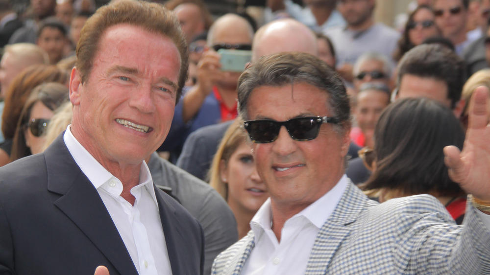 Kein Oscar: Arnold Schwarzenegger tröstet Sylvester Stallone