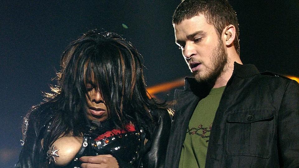 Janet Jackson und Timberlake beim Super Bowl 2004
