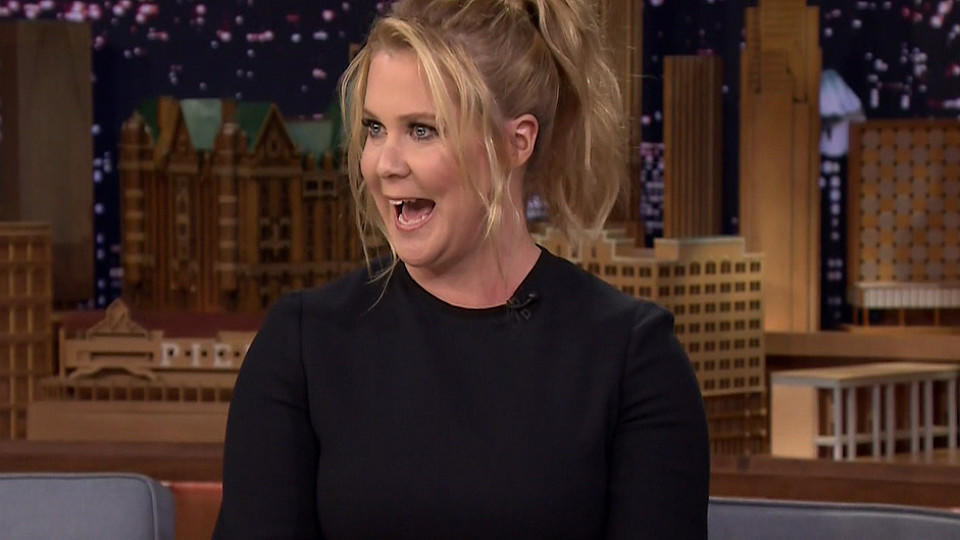 Amy Schumer during an appearance on NBC's 'The Tonight Show Starring Jimmy Fallon.' Amy promotes her new season of 'Inside Amy Schumer.' Jimmy plays 'Explain this picture'Featuring: Amy SchumerWhere: United StatesWhen: 13 Apr 2016Credit: Supplied by 