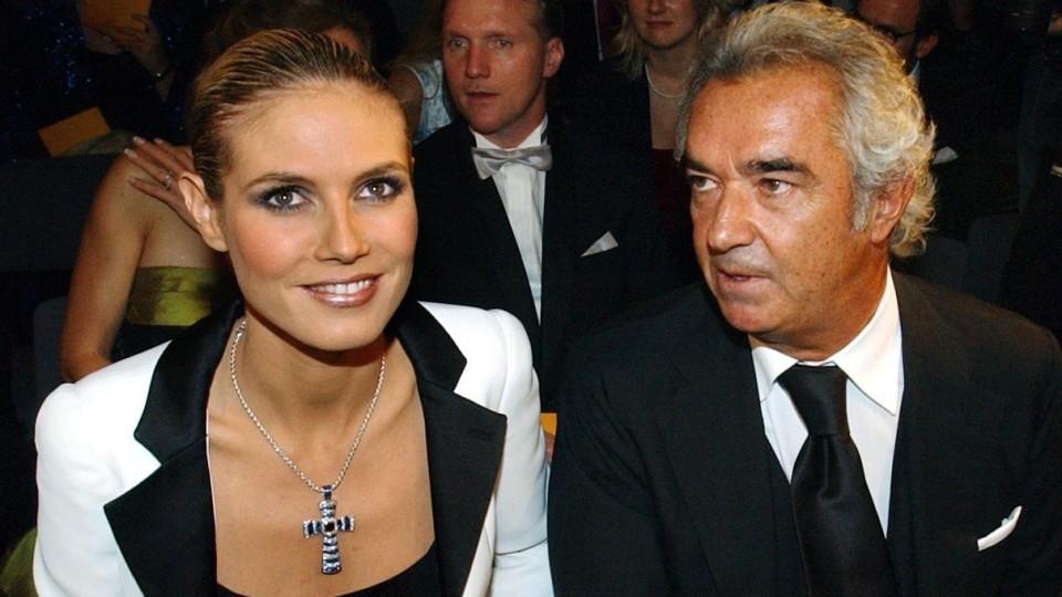Heidi Klum und Formel-1-Manager Flavio Briatore (Archivbild vom 21.10.2003 in Berlin). Kurz vor der Geburt ihres ersten Kindes ist das Liebesglück zwischen dem Topmodel und ihrem Freund angeblich zu Ende. Das berichtet die britische Boulevardzeitung 