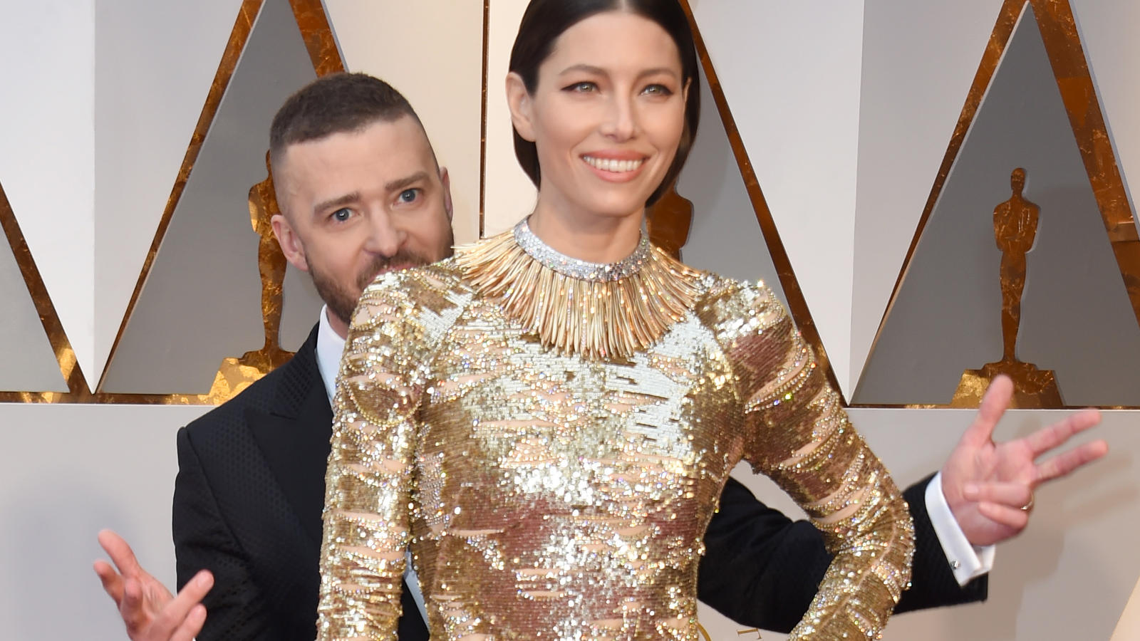 Fotobombe bei Jessica Biel: Justin Timberlake war bei den Oscars zu Späßen aufgelegt