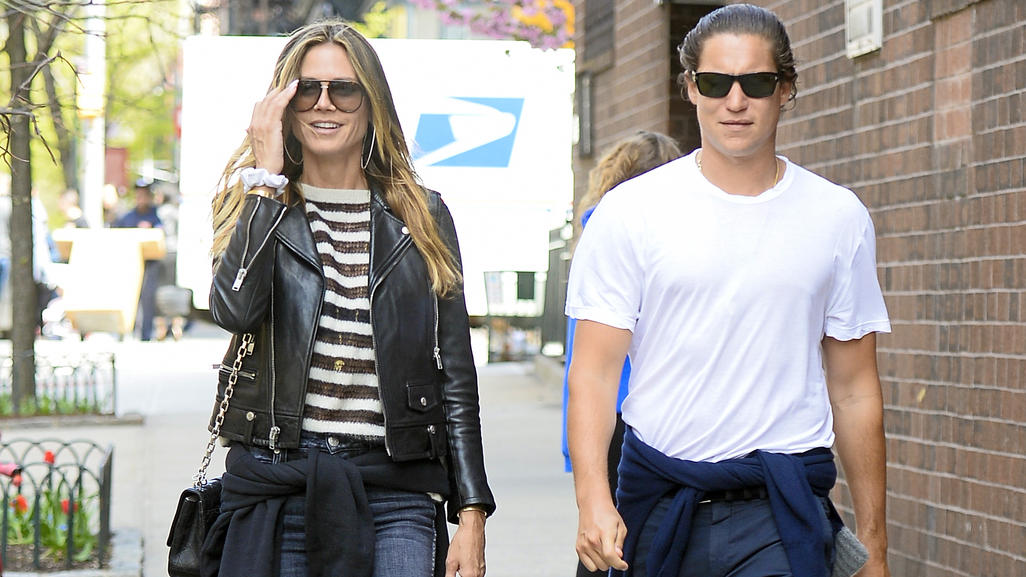 Heidi Klum and Vito Schnabel are all smiles as they take a stroll in the West Village on a sunny day in NYC.