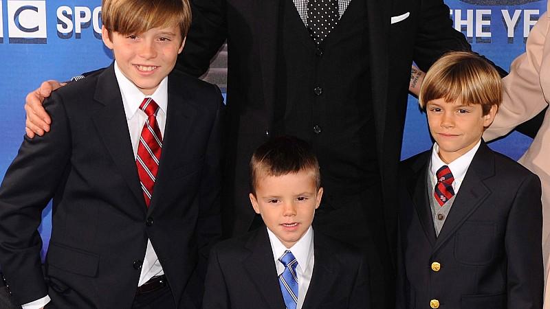 Victoria und David Beckham mit ihren drei Söhnen Brooklyn, Romeo und Cruz