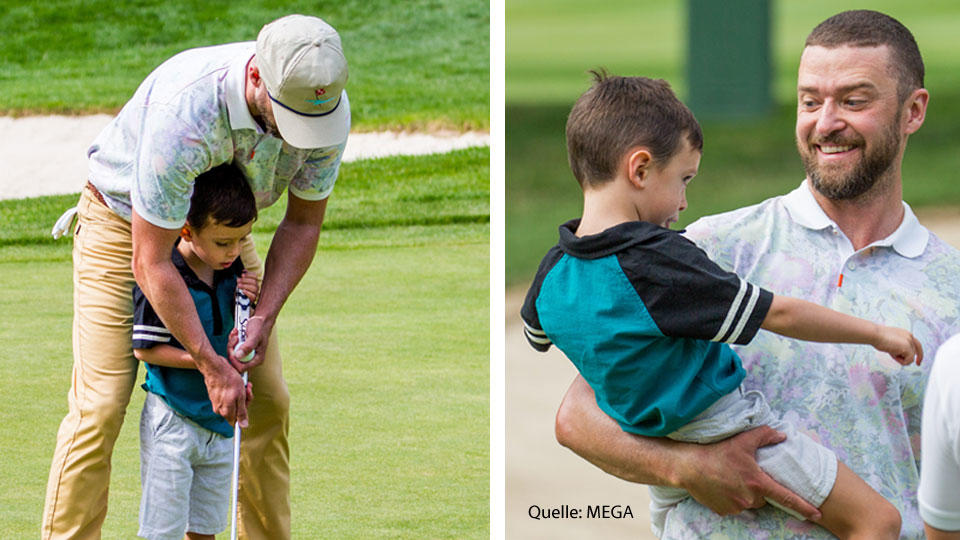 Justin Timberlake und Sohn Silas beim Golfturnier