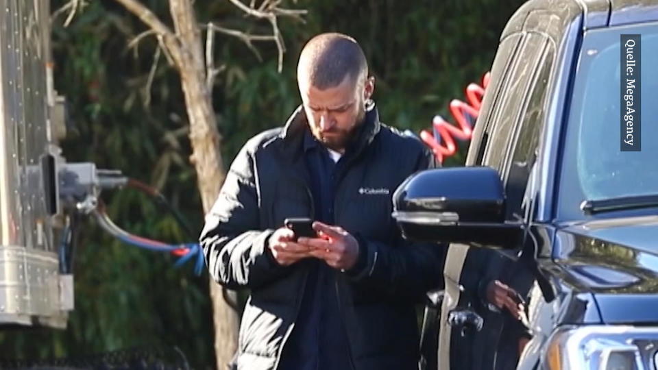 Justin Timberlake mies gelaunt am Film-Set