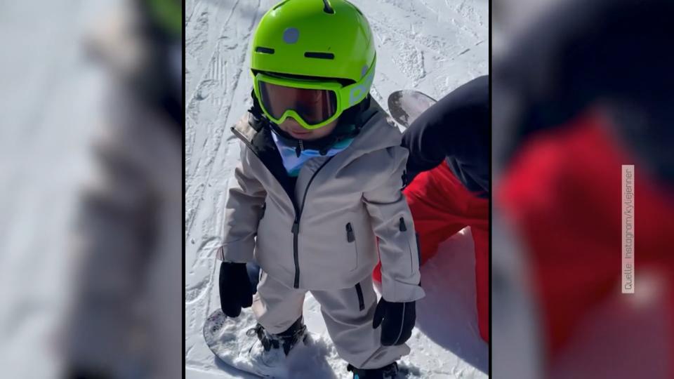 Stormi ist mit 2 Jahren ein Snowboard-Ass