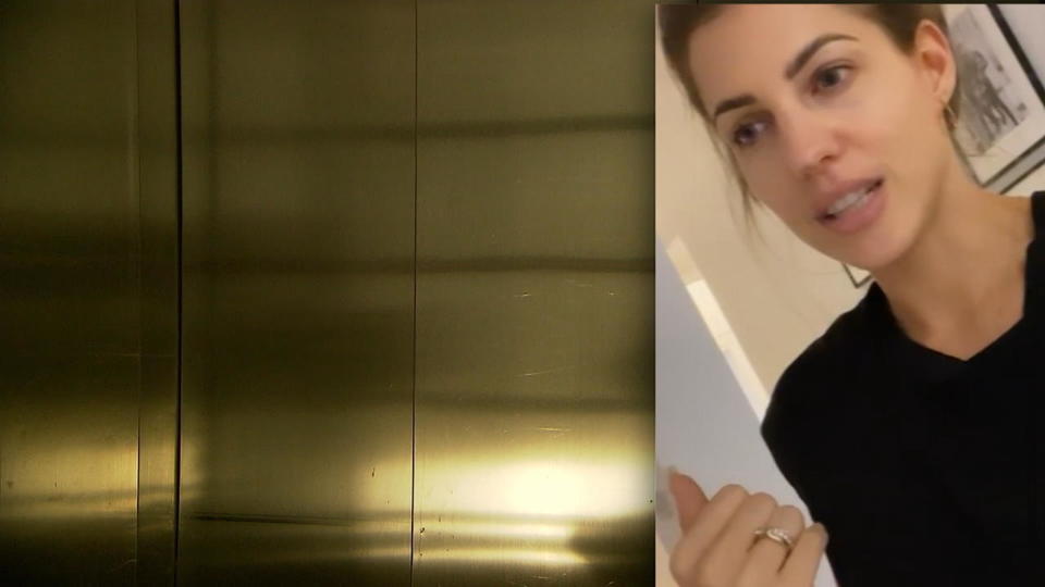 Sarah Harrison bleibt in Fahrstuhl stecken