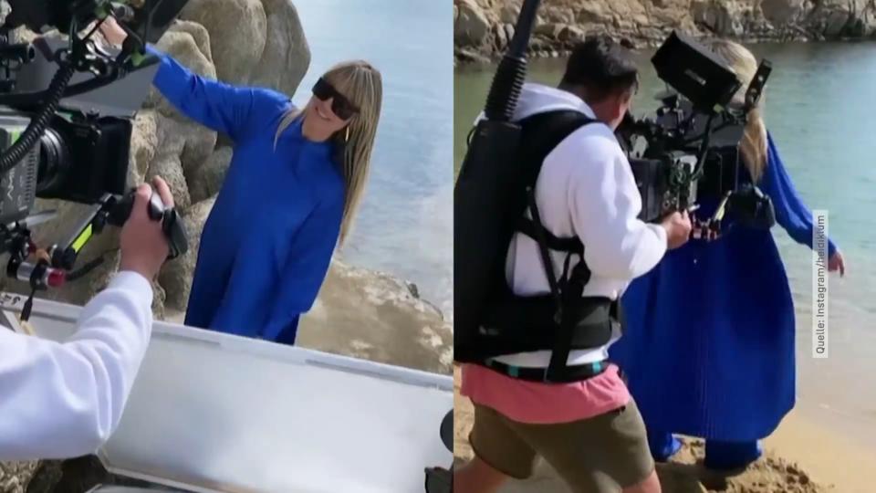 Heidi Klum oben ohne bei Sonnenaufgang