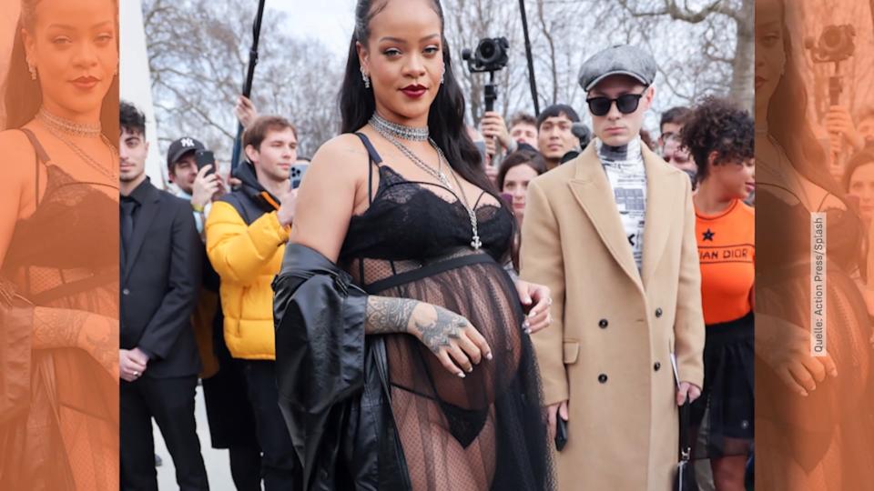 Schwangere Rihanna nur in Unterwäsche bei der Fashion Week