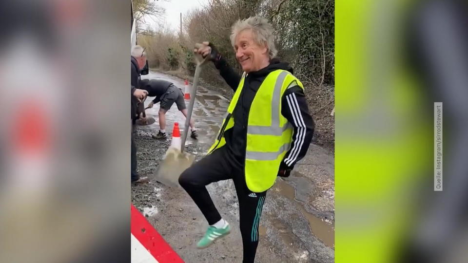 Rod Stewart als Bauarbeiter